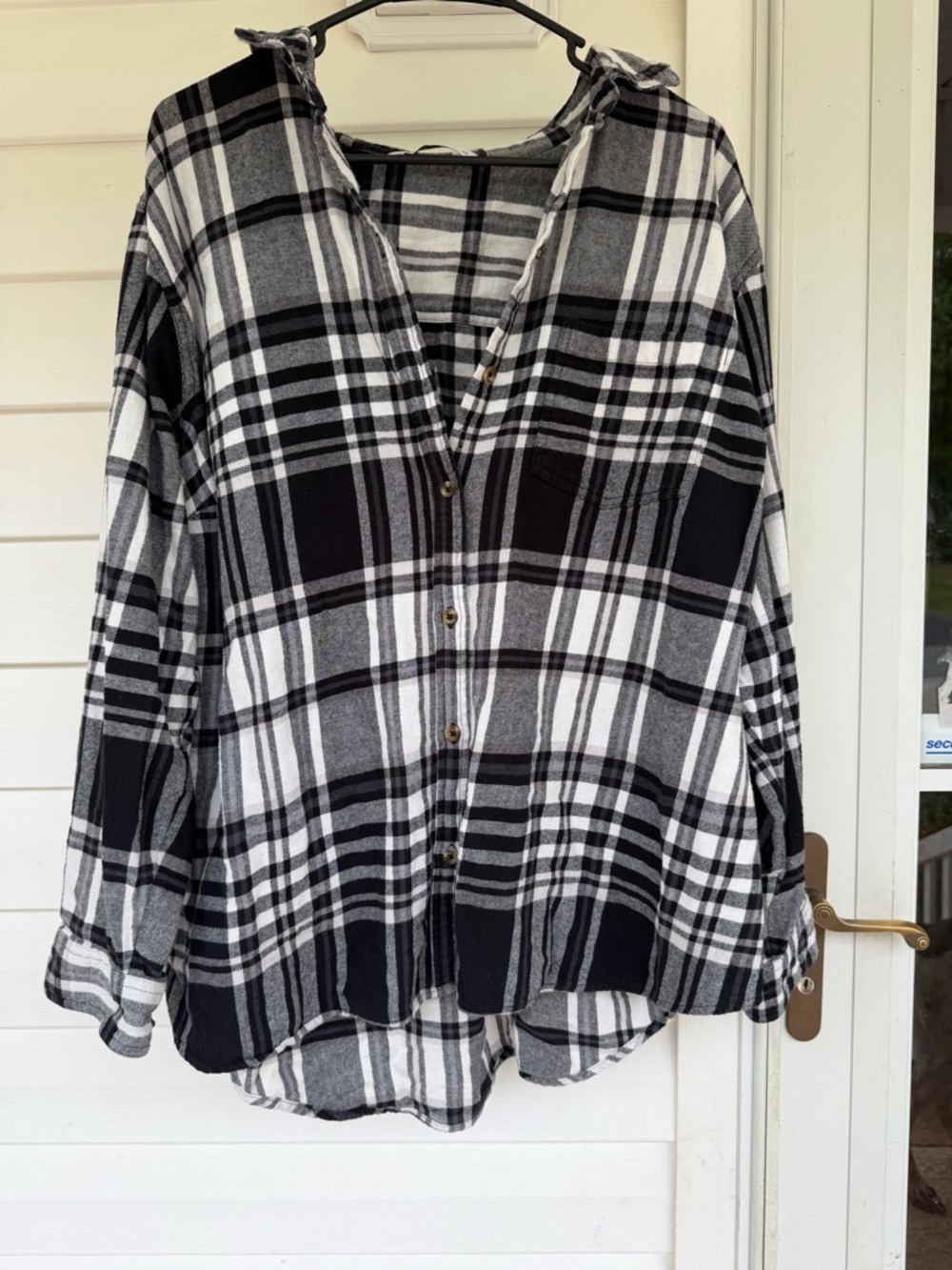 Sonoma Black White Gray Plaid Button-Front Blouse